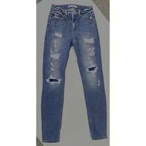 KanCan High Rise Backed Destructed Ripped Skinny Jean Women's Size 25
